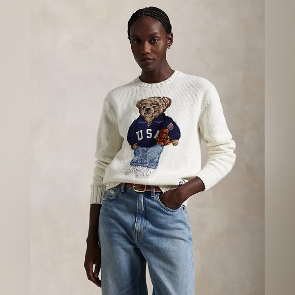 NWT Ralph Lauren Polo Bear Cotton-Linen Crew-neck Jumper Sweater Small - Picture 1 of 14